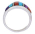Southwest Sterling Silver Multicolor Inlay Ring Size 6-3/4 UX36220